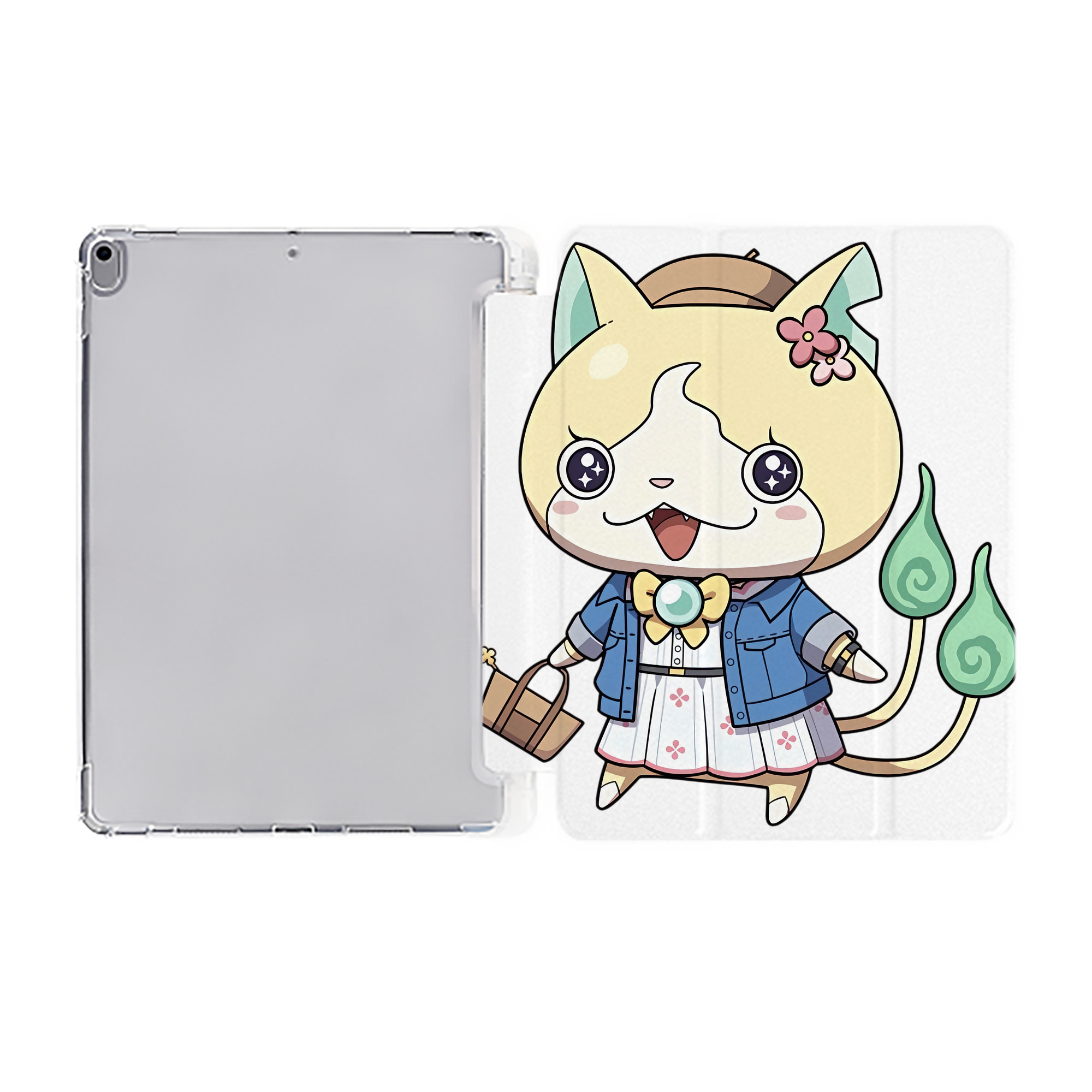 （画像用） 妖怪ウォッチ Yo-kai Watch IPad ケース ペン収納付き 三つ折りスタンド PUレザー×シリコン 対応機種9.5/10.5/10.9インチ